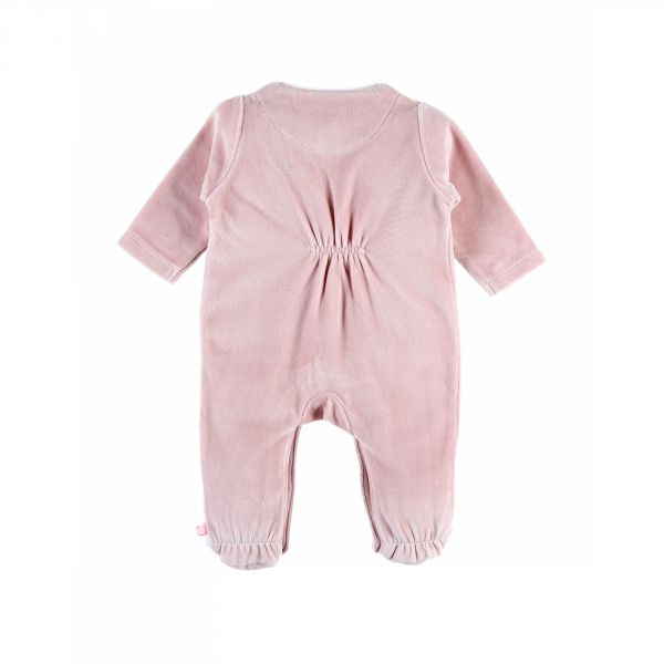Pyjama bébé en velours Tiga rose - 6 mois