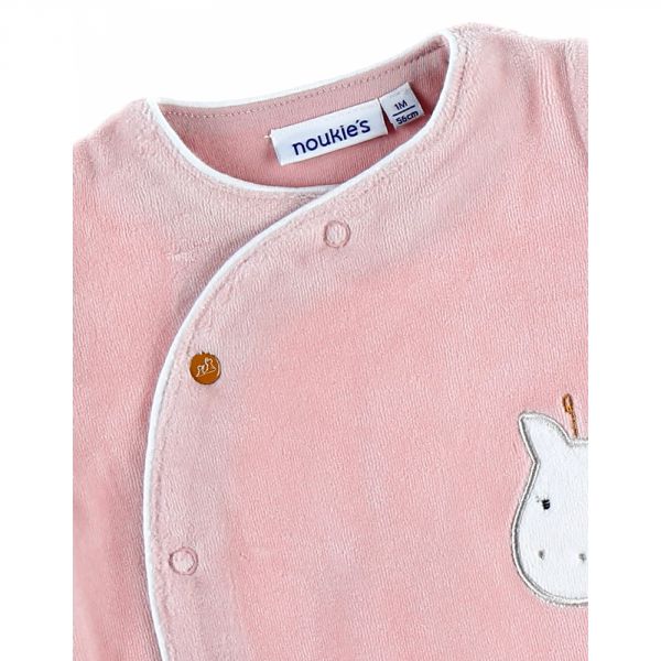 Pyjama bébé en velours Tiga rose - 6 mois