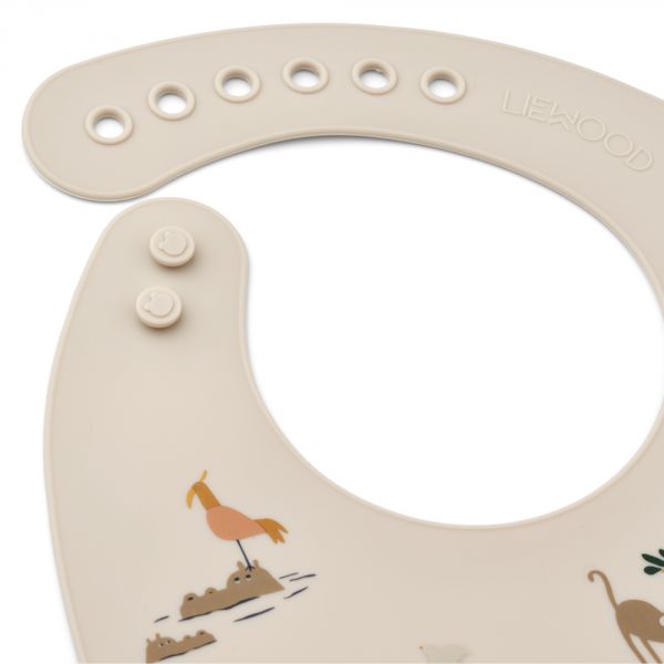 Lot de 2 bavoirs en silicone Tilda All together Sandy