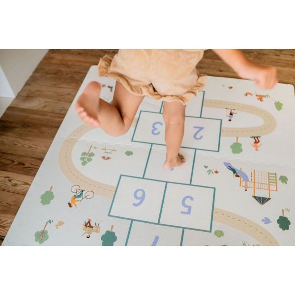 Tapis puzzle & boite de rangement Tiloo - Marelle