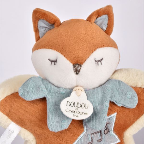 Boîte à musique doudou 16 cm Timo le renard
