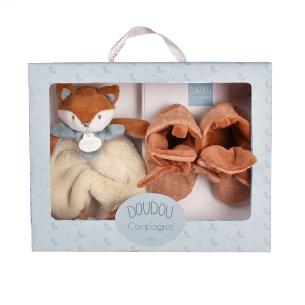 Coffret bébé Doudou et chaussons Timo le renard