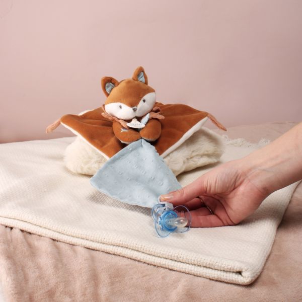 Doudou attache sucette 20 cm Timo le renard