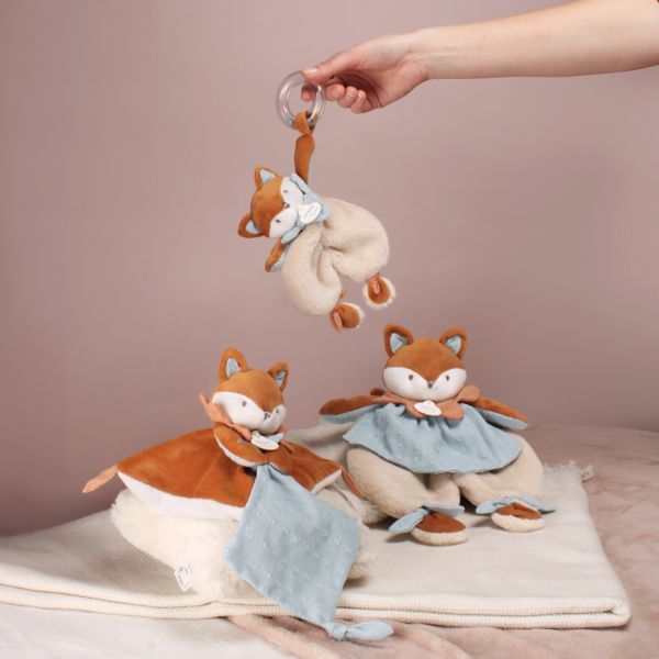 Doudou attache sucette 20 cm Timo le renard