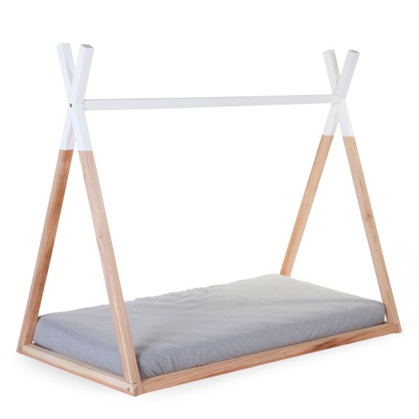 Tipi de lit bébé 70 x 140 cm Naturel et blanc