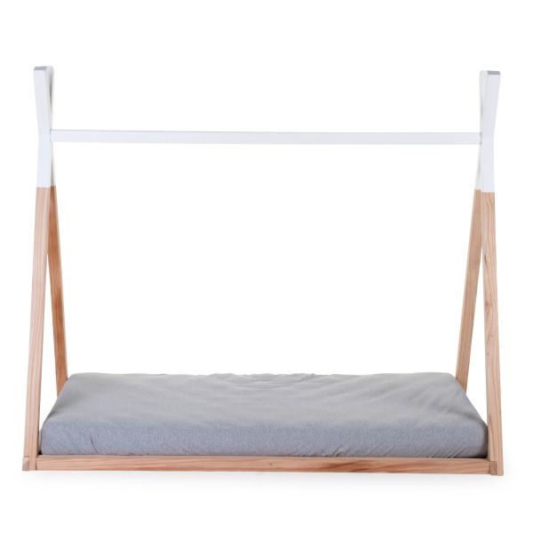 Tipi de lit bébé 70 x 140 cm Naturel et blanc