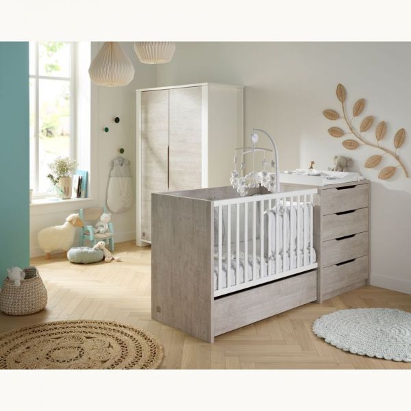 Tiroir de lit évolutif bébé combiné 60x120 cm Loft Bois