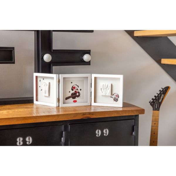 Cadre empreinte bébé 3 volets Blanc