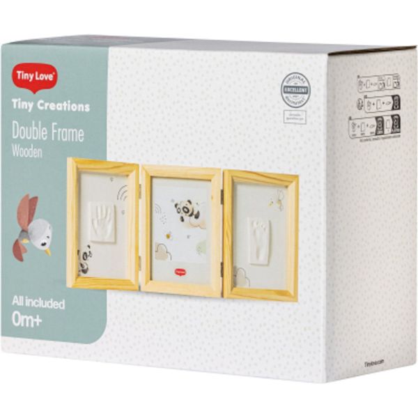 Cadre empreinte bébé 3 volets bois