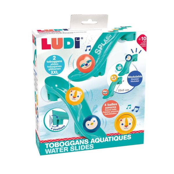 Lot de 2 toboggans de bain avec balles flottantes sonores