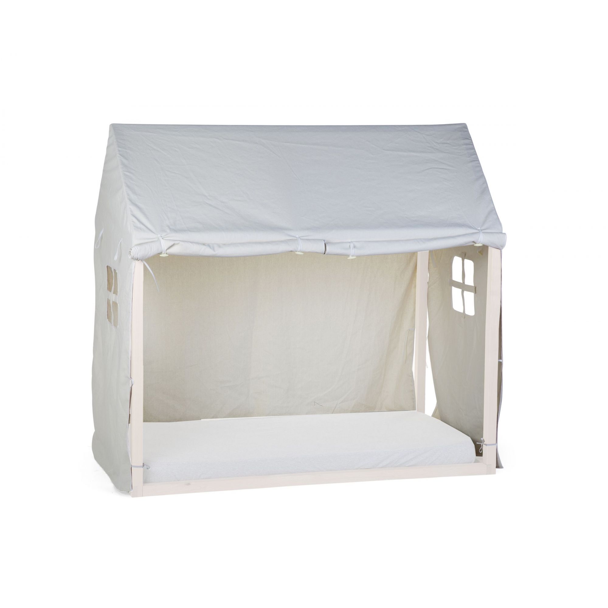Lit cabane avec tente en tissu 70x140 cm naturel - OSNY