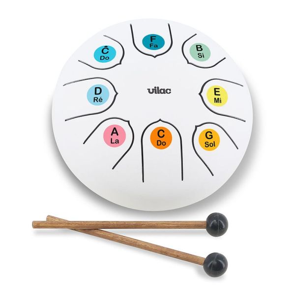 Tambour tongue drum en métal Blanc