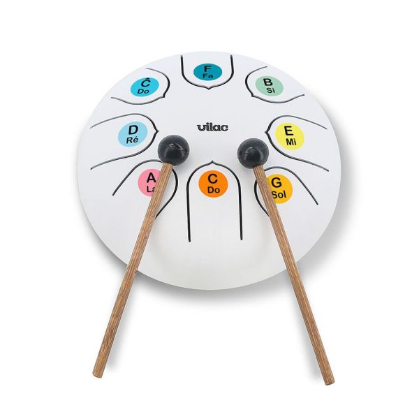 Tambour tongue drum en métal Blanc