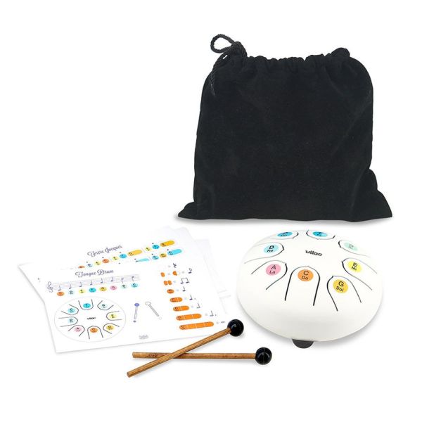 Tambour tongue drum en métal Blanc
