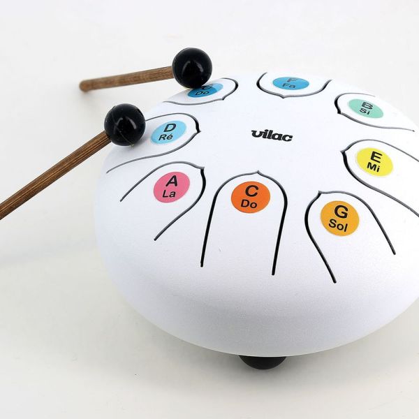 Tambour tongue drum en métal Blanc