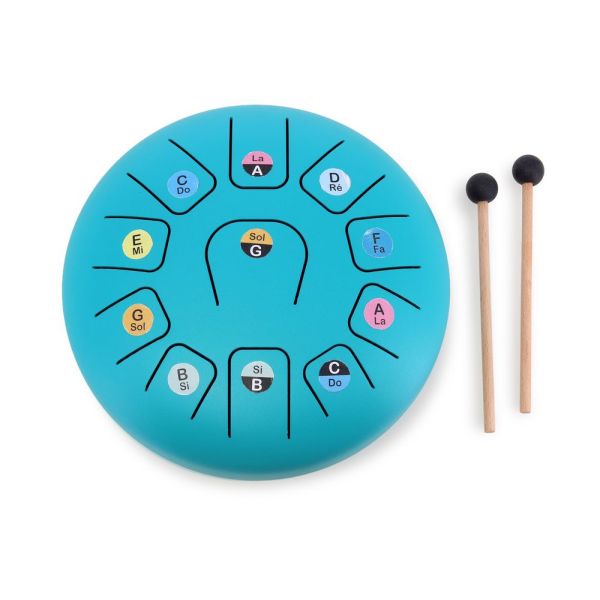 Tambour métal Tongue drum bleu 11 notes