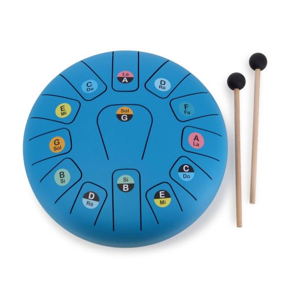 Tambour métal Tongue drum bleu 13 notes