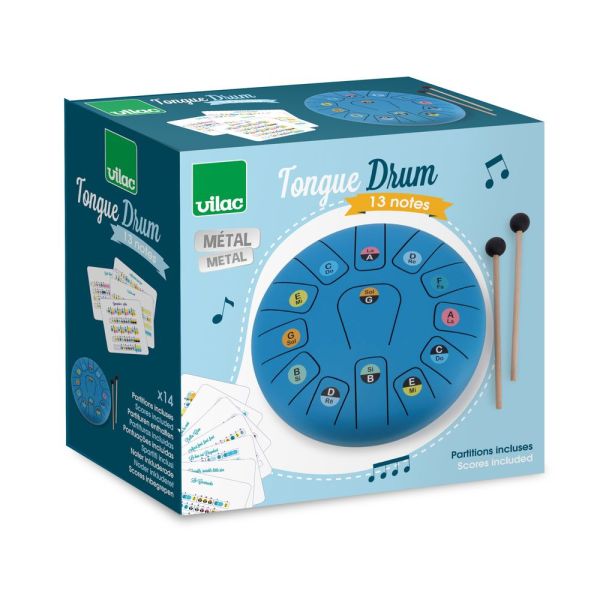 Tambour métal Tongue drum bleu 13 notes