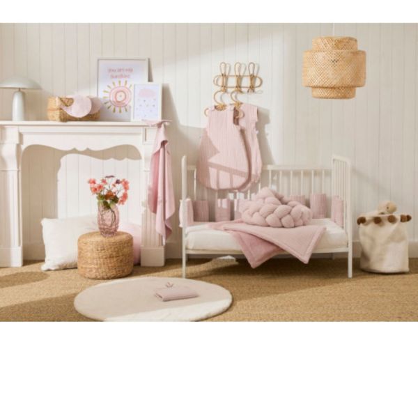 Protège barreaux tour de lit modulable respirant vieux rose