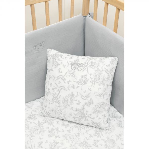 Tour de lit 40 x 184 Toile de Jouy gris