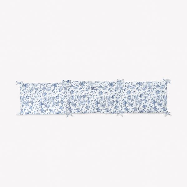 Tour de lit 40 x 184 cm réversible imprimé Toile de Jouy bleu