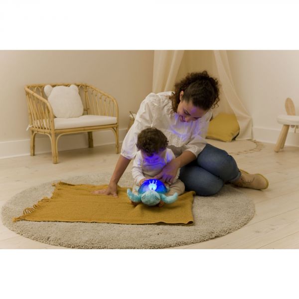 Veilleuse bébé projection plafond musicale Tortue tranquille Aqua - Rechargeable