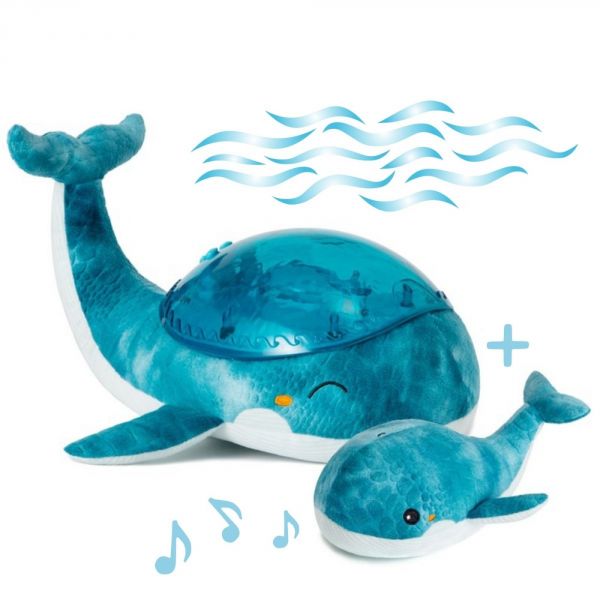 Veilleuse bébé projection plafond musicale Famille baleine tranquille Bleu