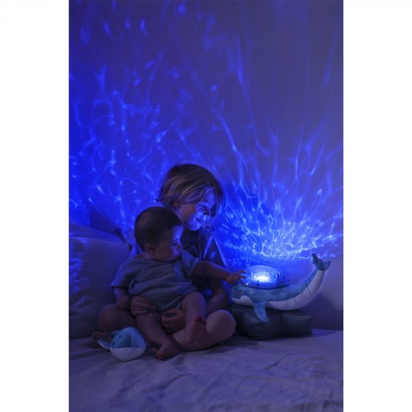 Veilleuse bébé projection plafond musicale Famille baleine tranquille Bleu