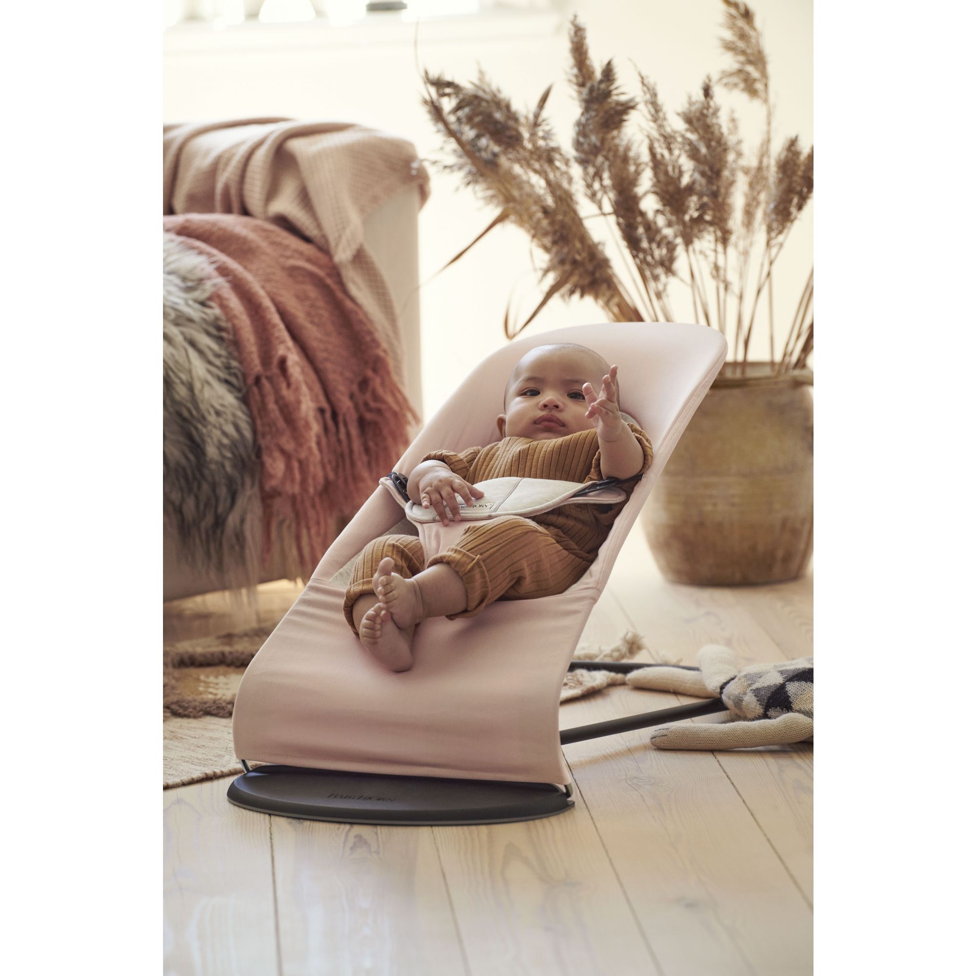 Transat balance soft coton et jersey rose + gris Babybjorn