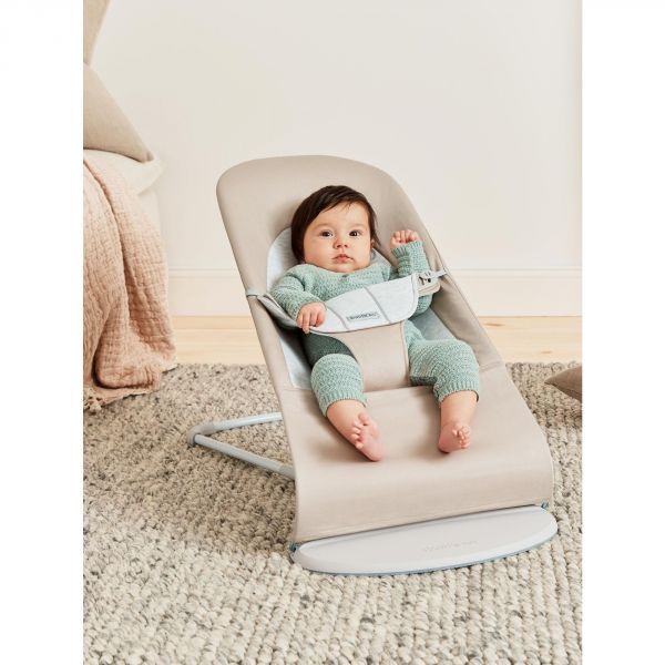 Transat bébé Balance Soft Coton et jersey Beige et gris cadre gris clair