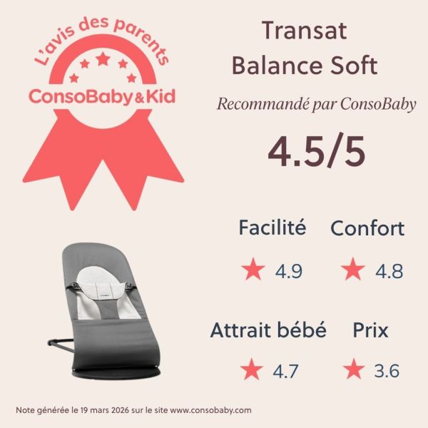 Transat bébé Balance Soft Coton et jersey Gris foncé et gris