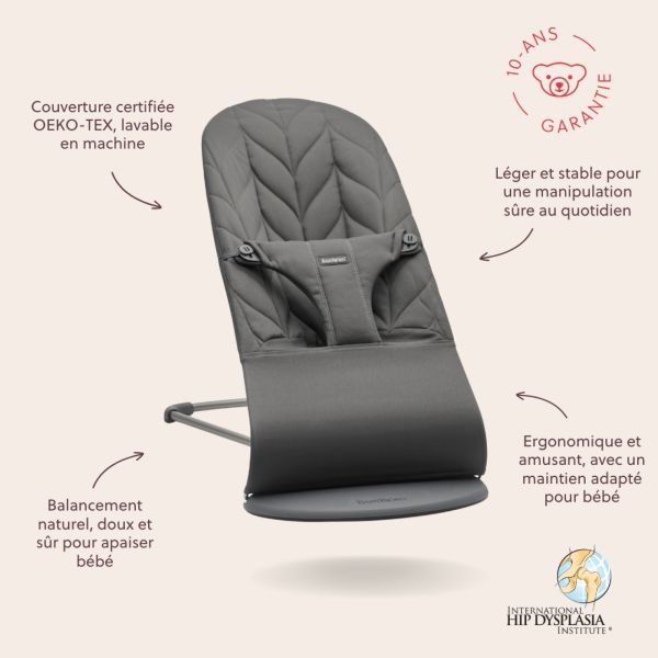 Transat Bébé Bliss Coton matelassé pétale Anthracite