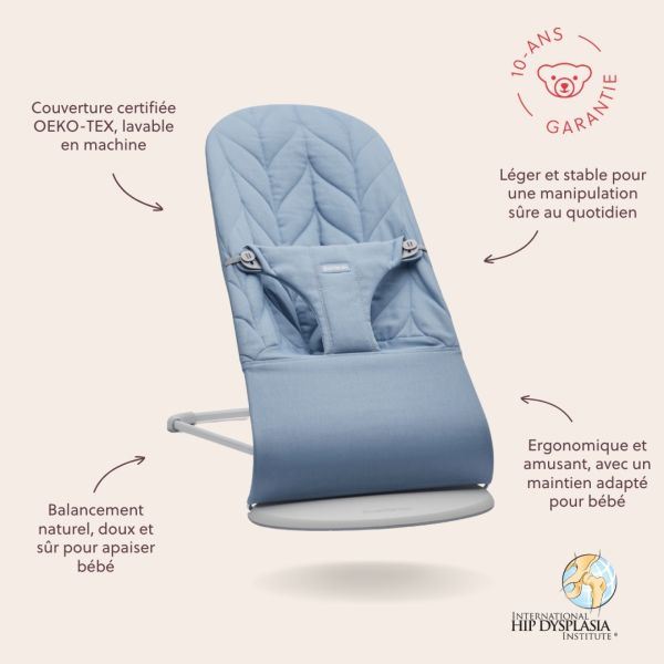 Transat Bébé Bliss Coton matelassé pétale Bleu