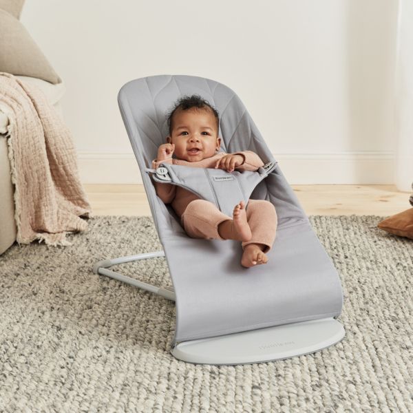 Transat Bébé Bliss Coton matelassé pétale Gris clair