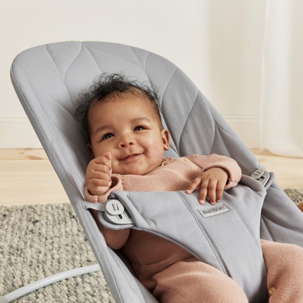 Transat Bébé Bliss Coton matelassé pétale Gris clair