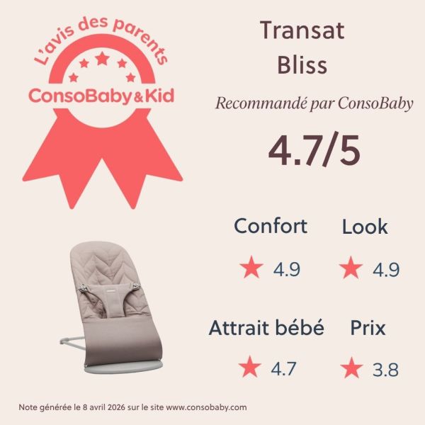 Transat bébé Bliss Coton matelassé pétale Gris sable