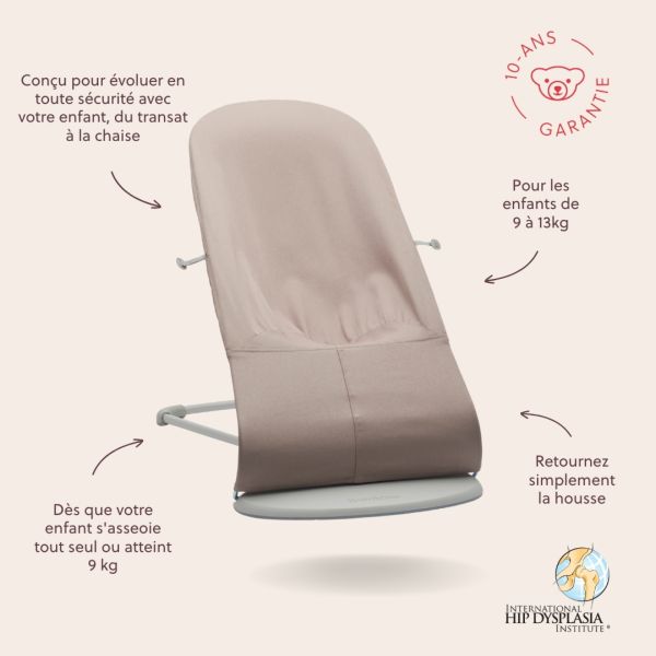 Transat bébé Bliss Coton matelassé pétale Gris sable