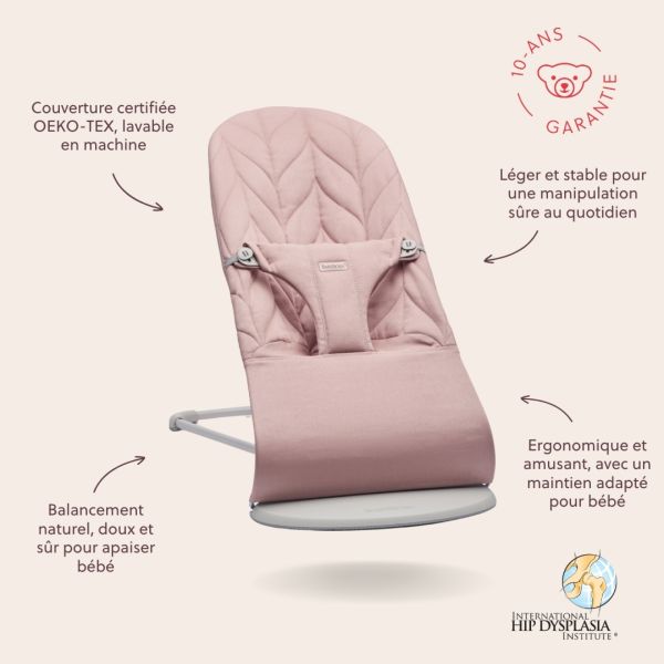 Transat bébé Bliss Coton matelassé pétale Rose poudré