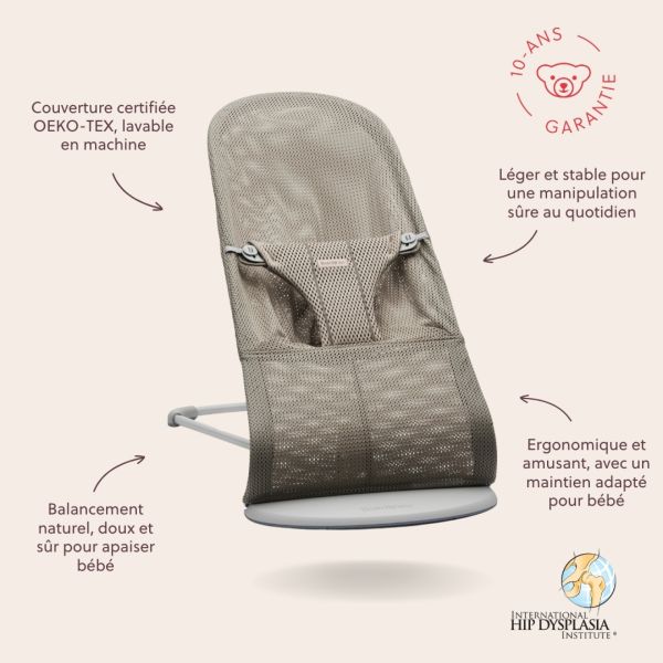 Transat bébé Bliss Mesh Gris-beige