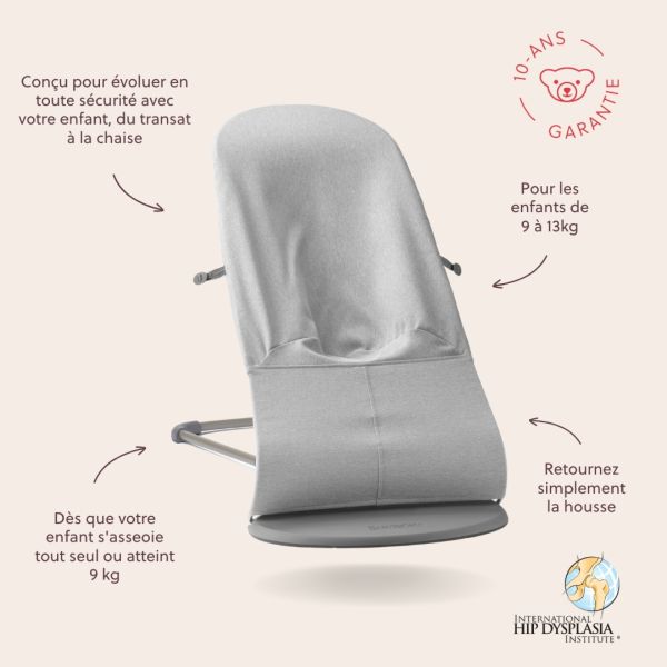 Transat bébé Bliss coton gris clair
