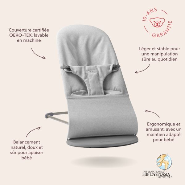 Transat bébé Bliss coton gris clair