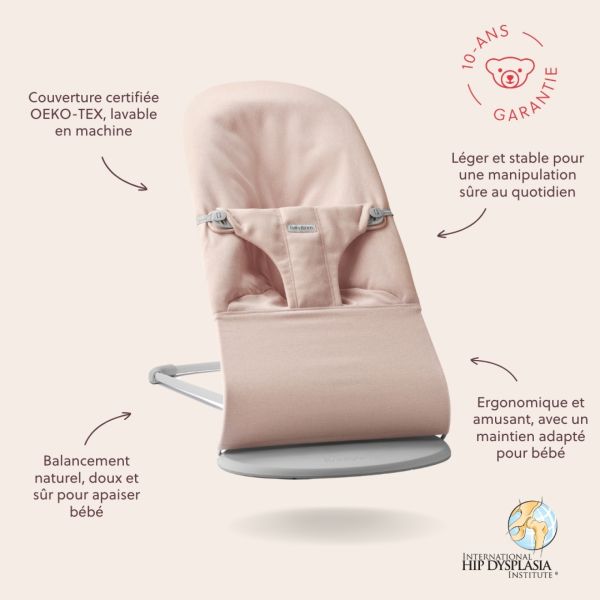 Transat bébé Bliss coton rose clair