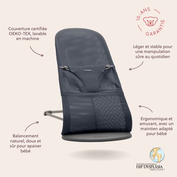 Transat bébé Bliss Mesh Anthracite