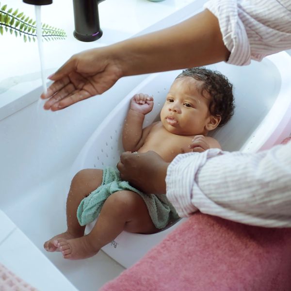 Transat de bain pour bébé, blanc gris
