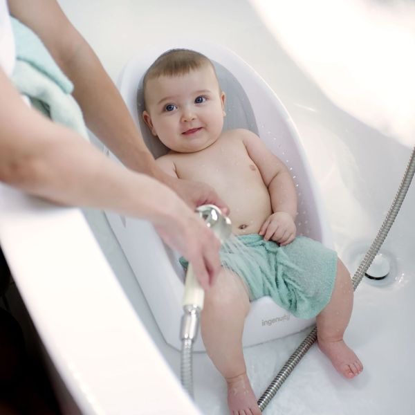 Transat de bain pour bébé, blanc gris