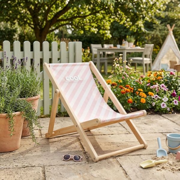 Transat de plage rose