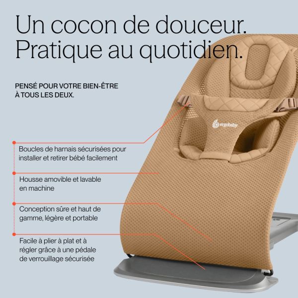 Transat bébé Evolve en tissu mesh Vert sauge