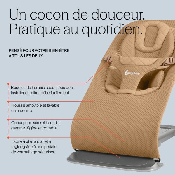 Transat bébé Evolve en tissu mesh Light grey