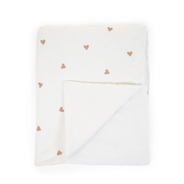 Transat pliable Eazy Relax Greige + Couverture 80x100 cm coeurs + Doudou ourson Teddy bouclette beige