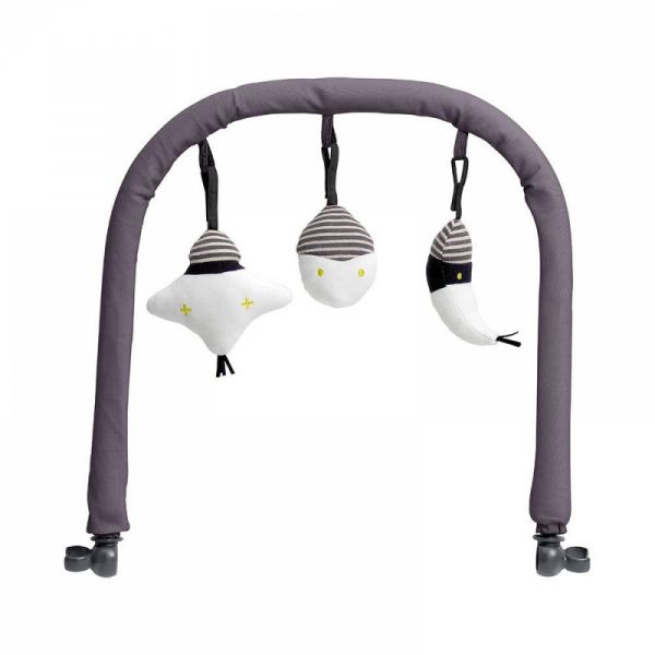 Transat bébé Up & Down Noir et gris Pois prune + Arche de jeux